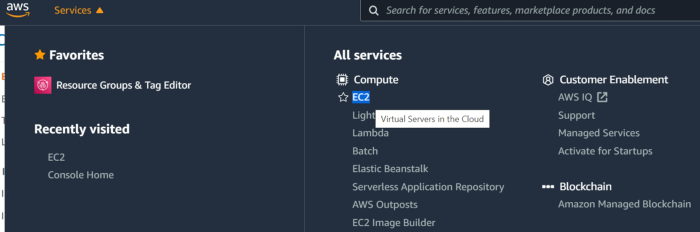 aws dashboard